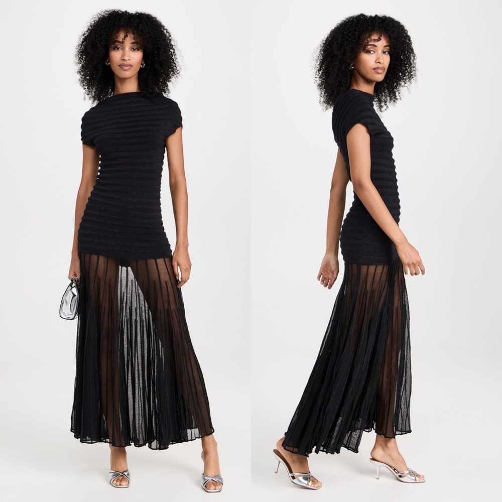 ALEXIS Marce Black Sheer Stripe Maxi Dress Off-Shoulder Size XL NWT - Picture 15 of 15
